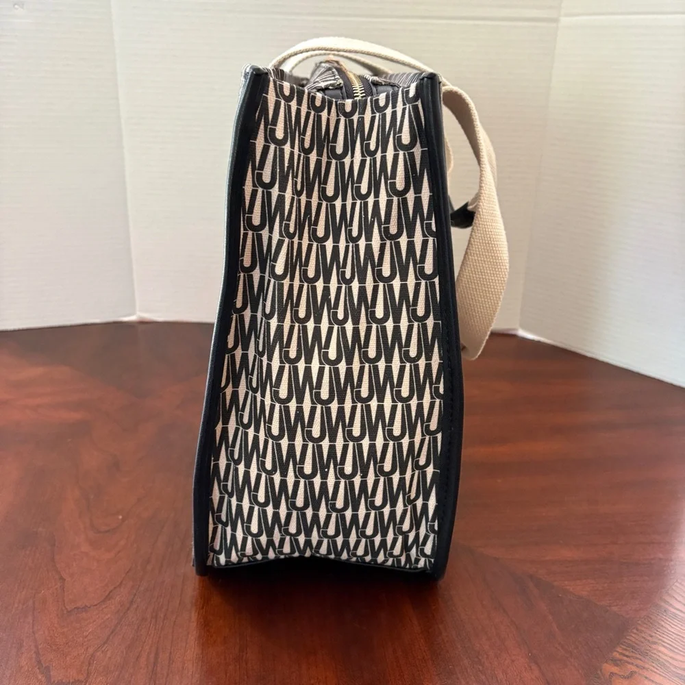 JASON WU Canvas Tote Bag Remmy Logo Print Black and Cream‎